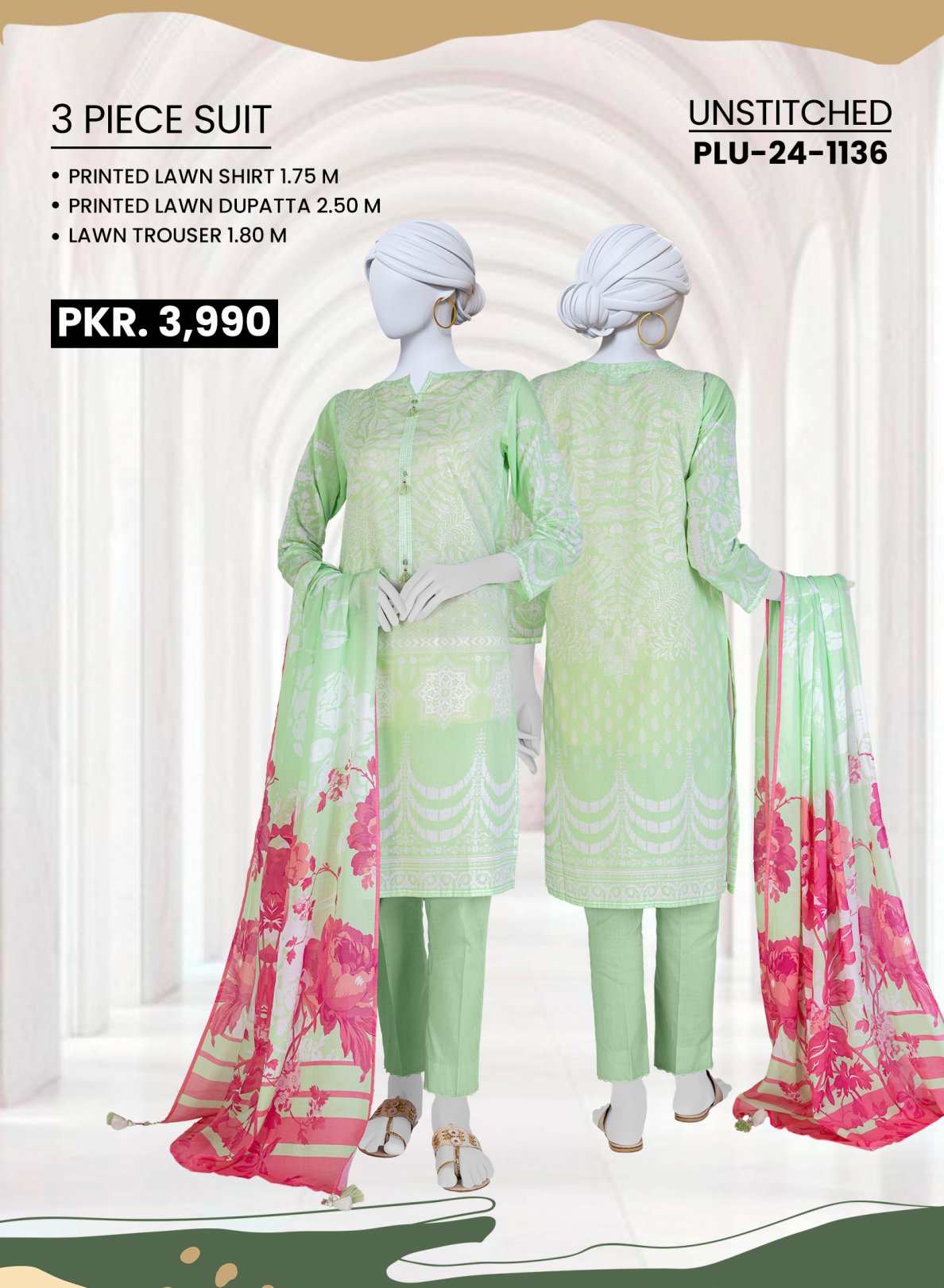 Panjnad J Printed Lawn 3-PC (Set -Pack Of 5 Suits ) Category A Market Boy