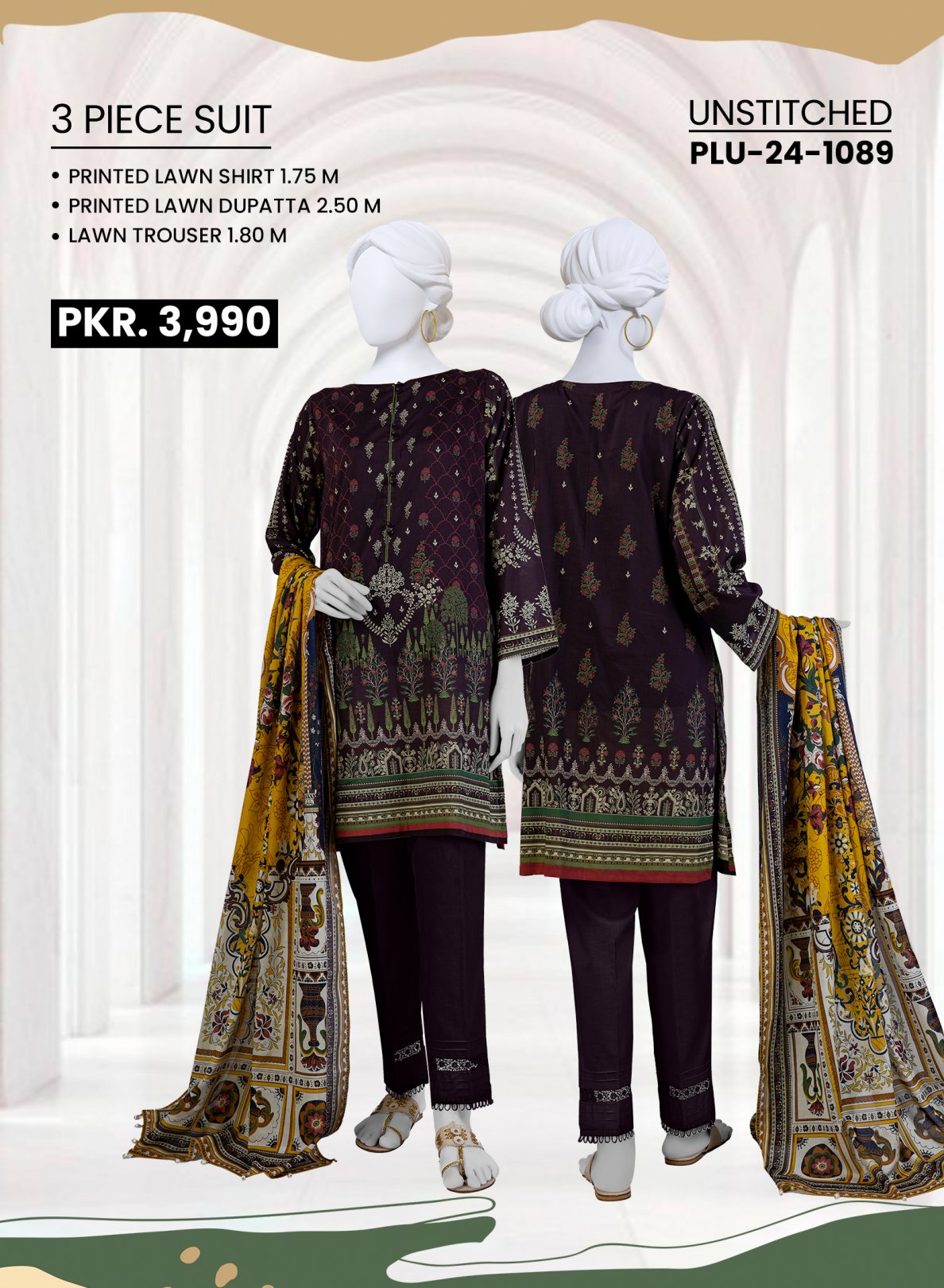 Panjnad J Printed Lawn 3-PC (Set -Pack Of 5 Suits ) Category A Market Boy