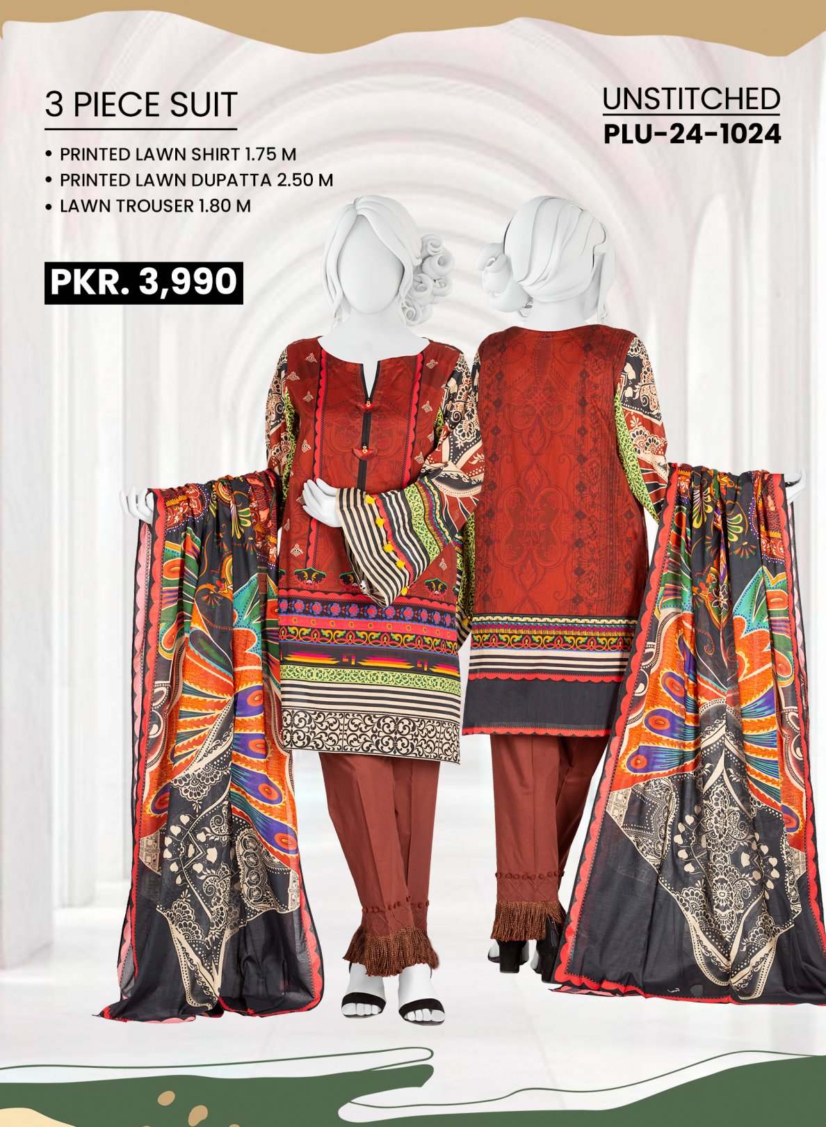 Panjnad J Printed Lawn 3-PC (Set -Pack Of 5 Suits ) Category A Market Boy