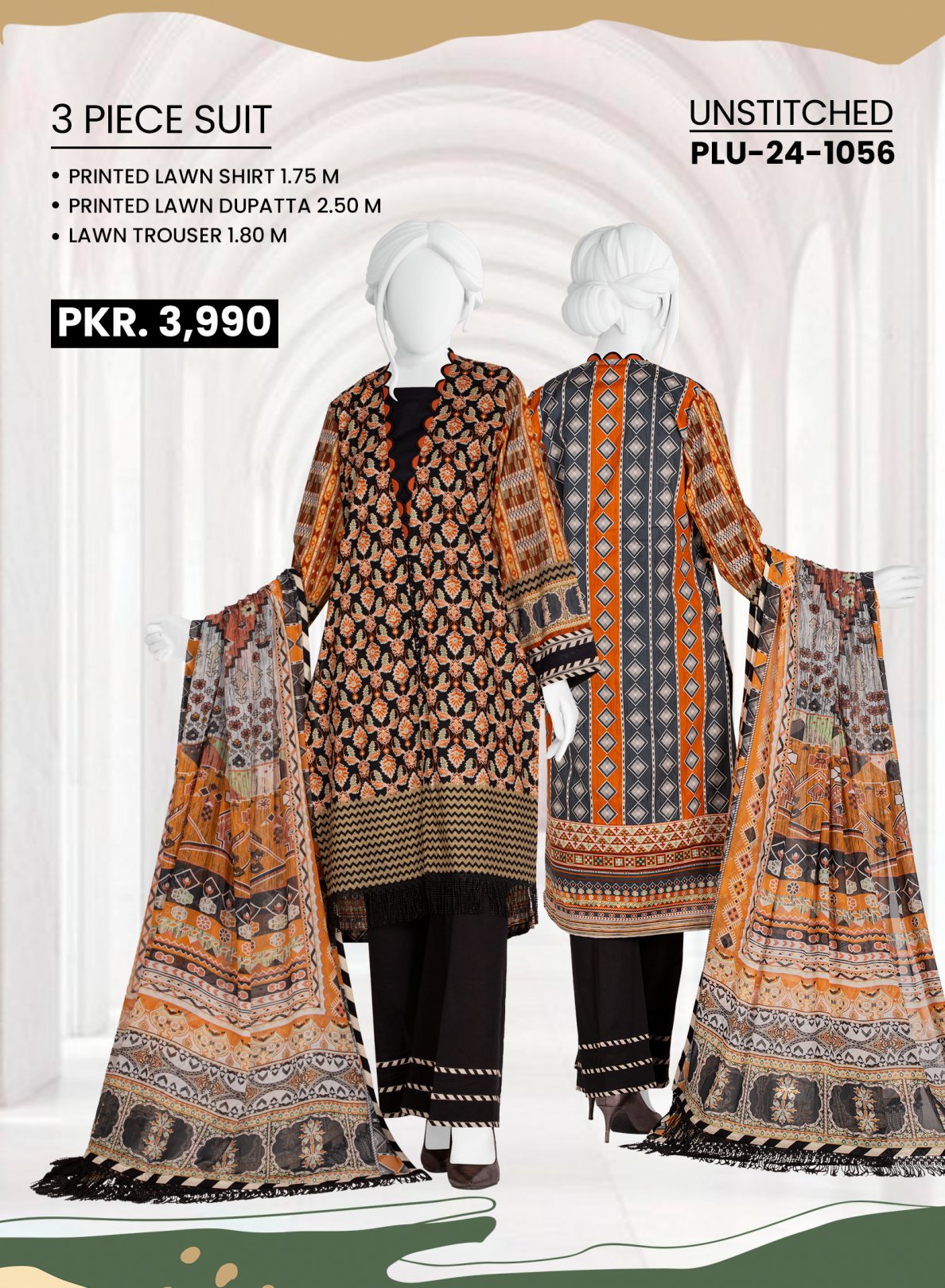Panjnad J Printed Lawn 3-PC (Set -Pack Of 5 Suits ) Category A Market Boy