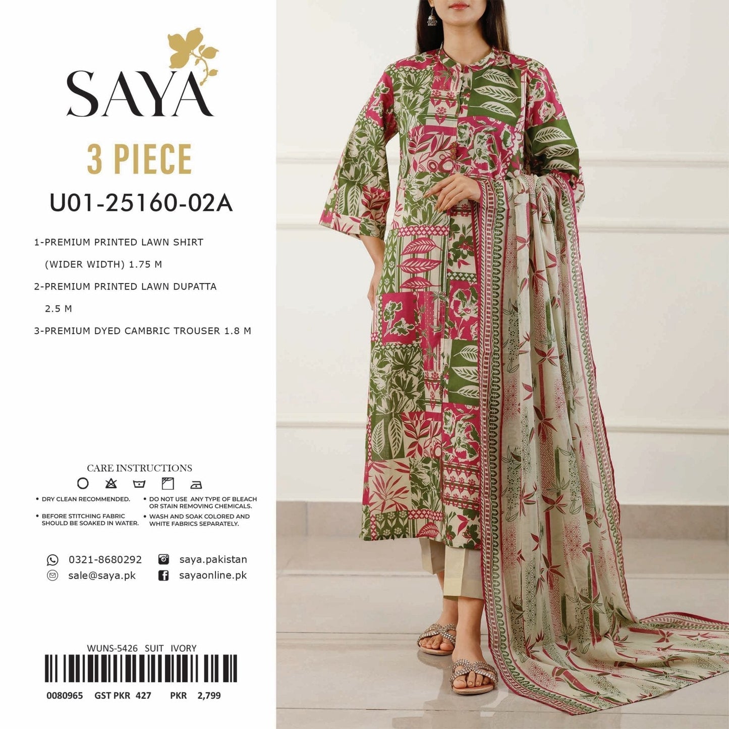 ORIGINAL SAYA BRAND VOL-4 P PRINTED LAWN (Set -Pack Of 5 Suits ) Category A Market Boy