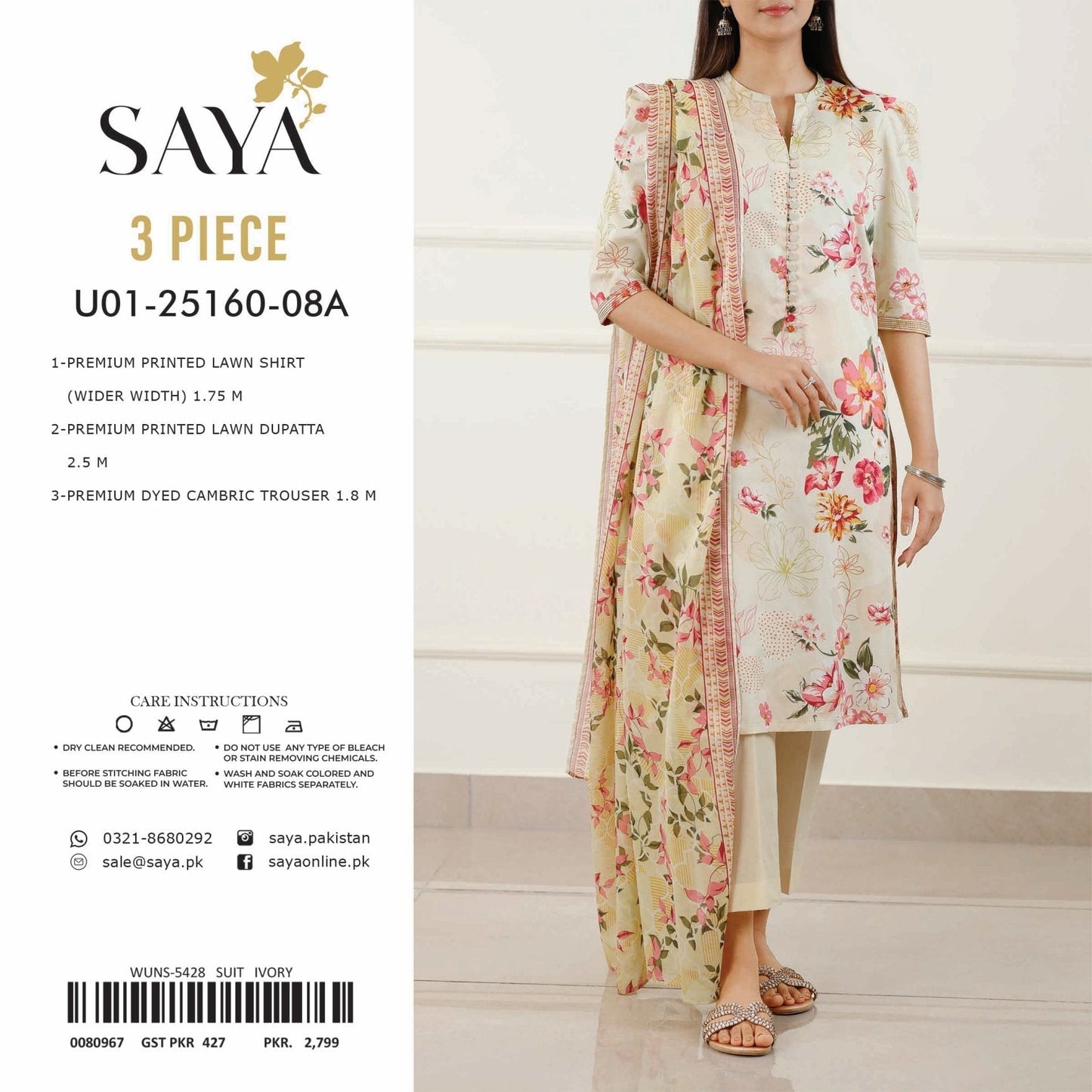 ORIGINAL SAYA BRAND VOL-4 P PRINTED LAWN (Set -Pack Of 5 Suits ) Category A Market Boy