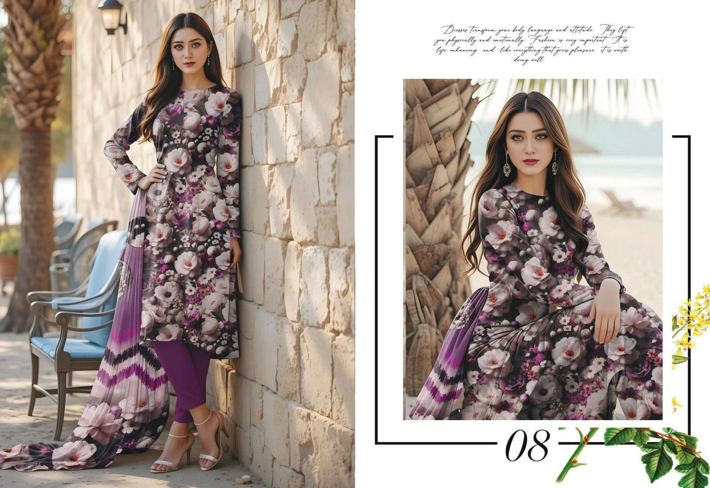 ORIGINAL BRAND BIN NOOR FAB ENGLISH BANA DORA 3PC LAWN 5 SUITS B