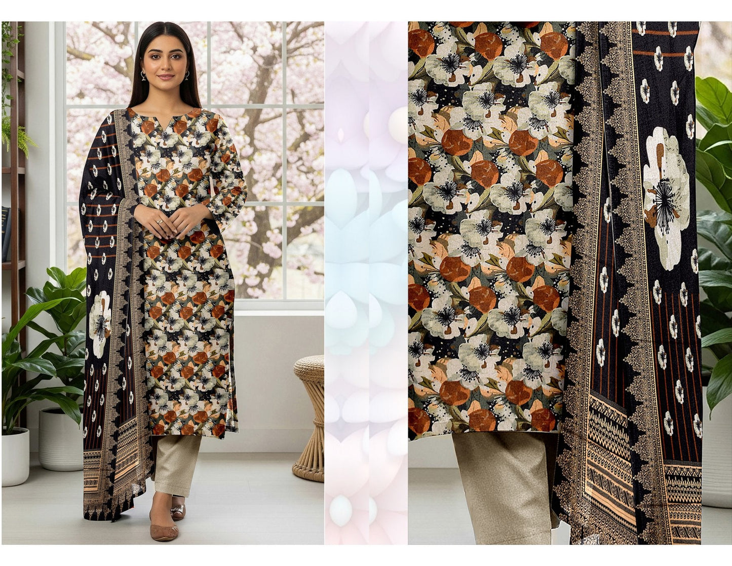 ALKARAM 3 PC DIGITAL STAPAL KARANDI 10 SUITS