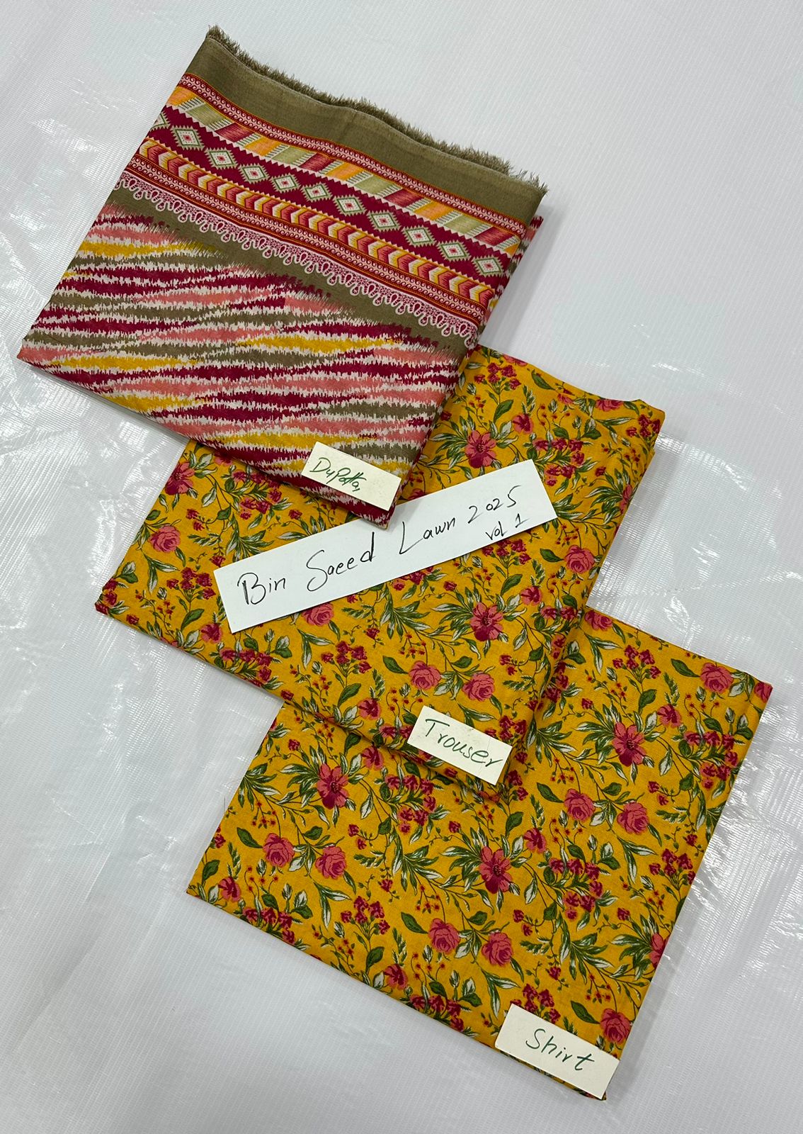 ORIGINAL BRAND BIN SAEED LAWN VOLUME NO 1 (Set -Pack of 7 Suits ) Category B Market Boy