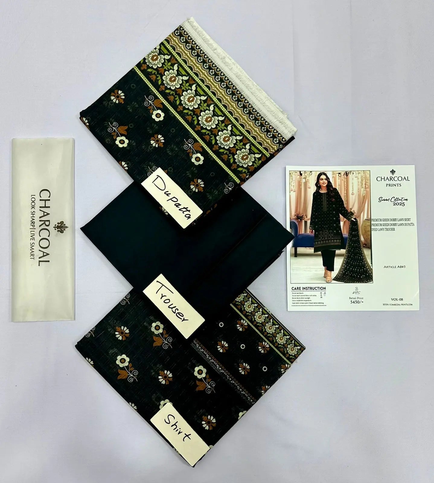 CHARCOAL PRINT DOBBY LAWN (Set -Pack Of 9 Suits ) Market Boy