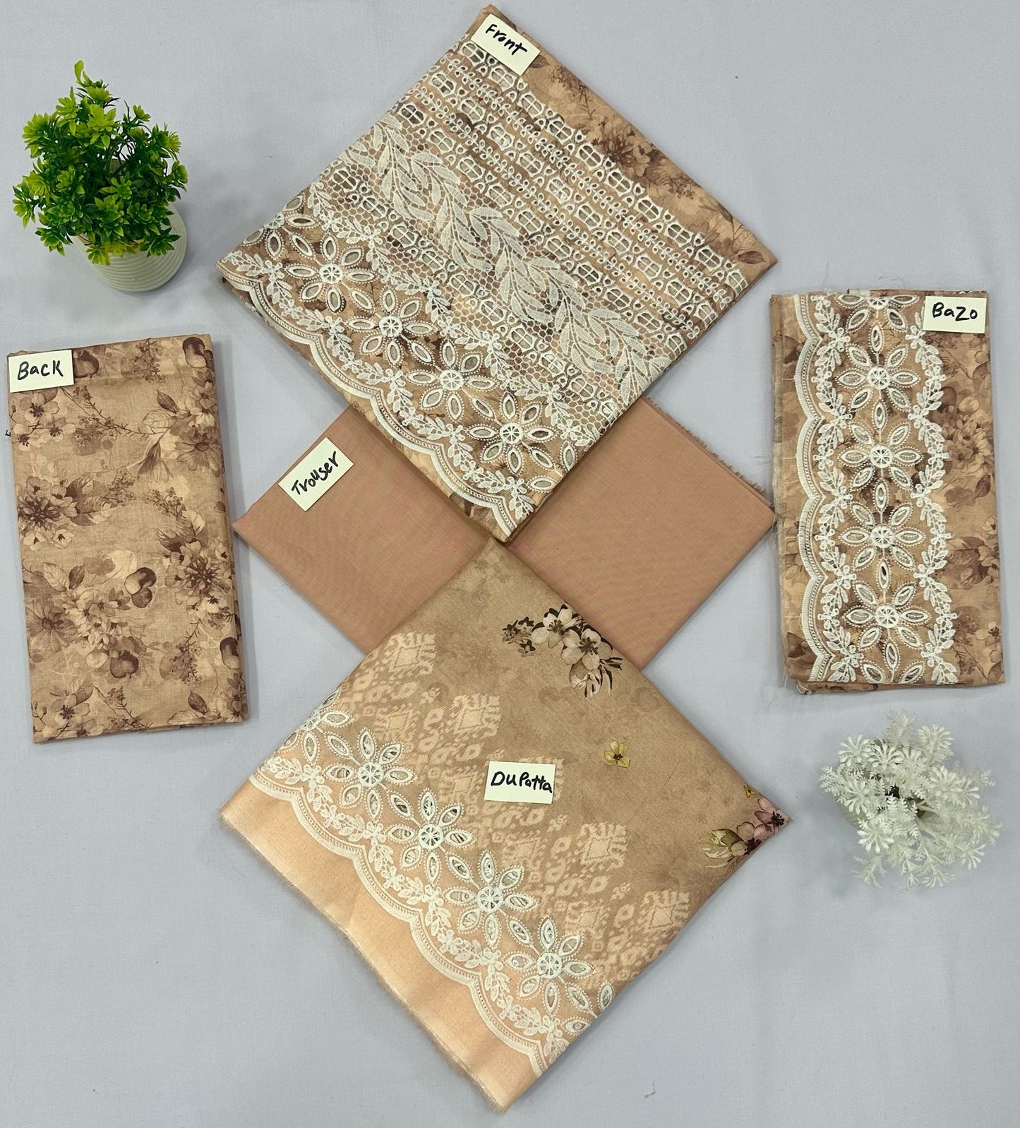CHIKAN KARI 3 PIECE CUT WORK DUPATTA (Set -Pack Of 6 Suits ) Category B Market Boy