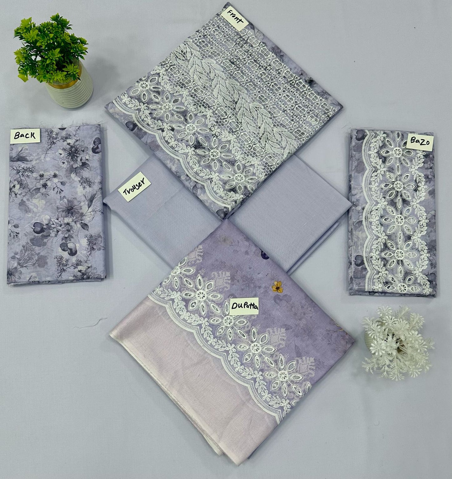 CHIKAN KARI 3 PIECE CUT WORK DUPATTA (Set -Pack Of 6 Suits ) Category B Market Boy