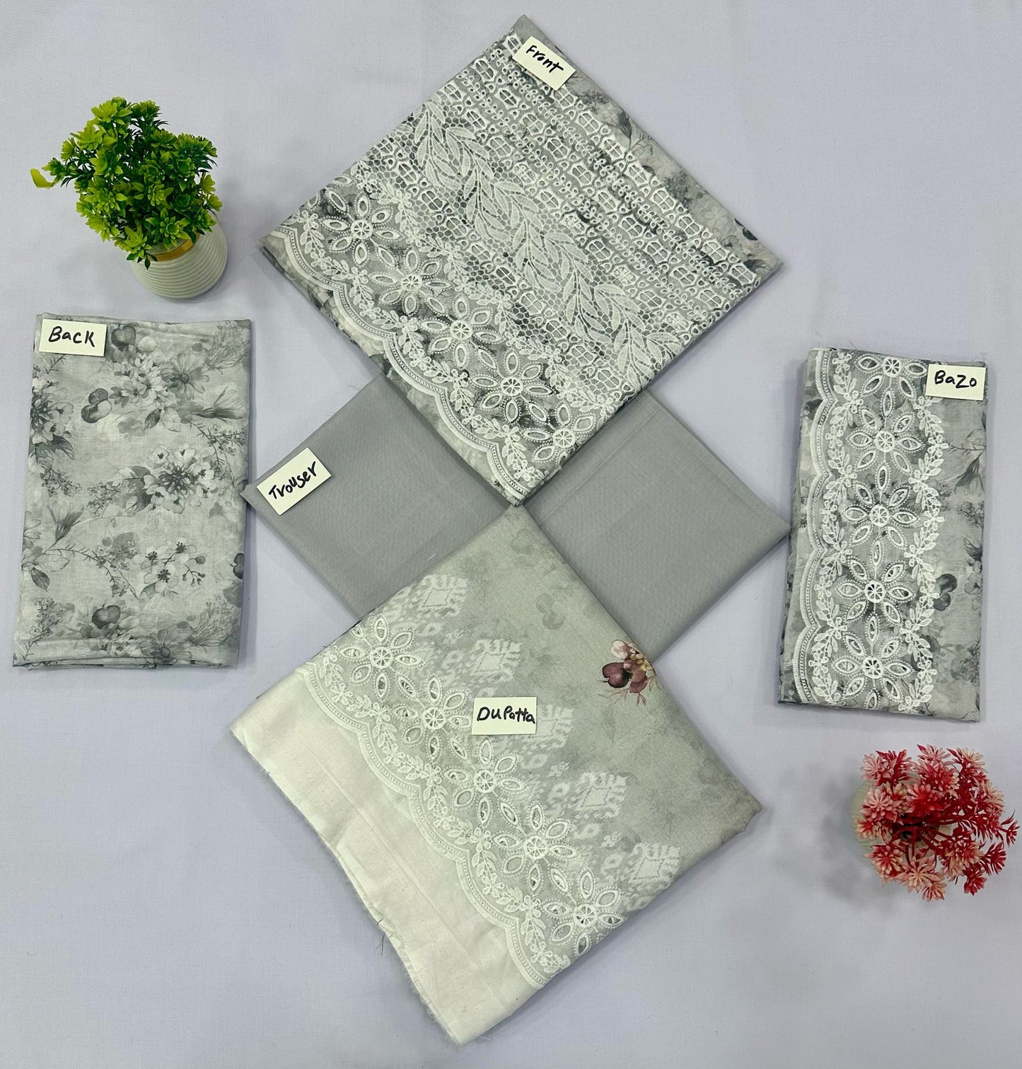 CHIKAN KARI 3 PIECE CUT WORK DUPATTA (Set -Pack Of 6 Suits ) Category B Market Boy