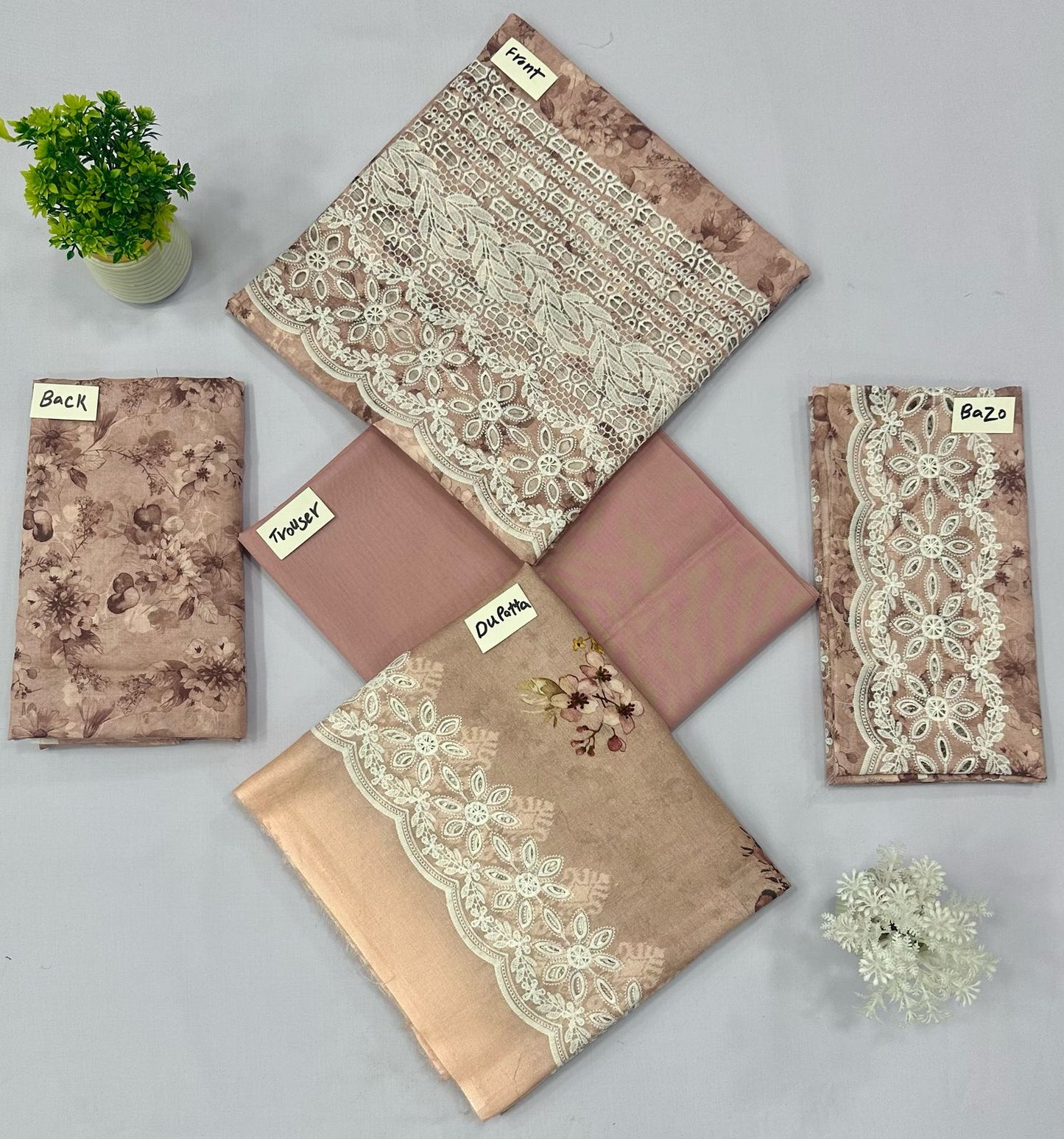 CHIKAN KARI 3 PIECE CUT WORK DUPATTA (Set -Pack Of 6 Suits ) Category B Market Boy