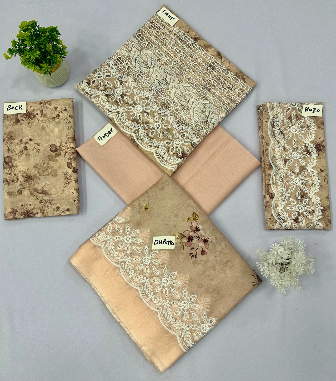 CHIKAN KARI 3 PIECE CUT WORK DUPATTA (Set -Pack Of 6 Suits ) Category B Market Boy