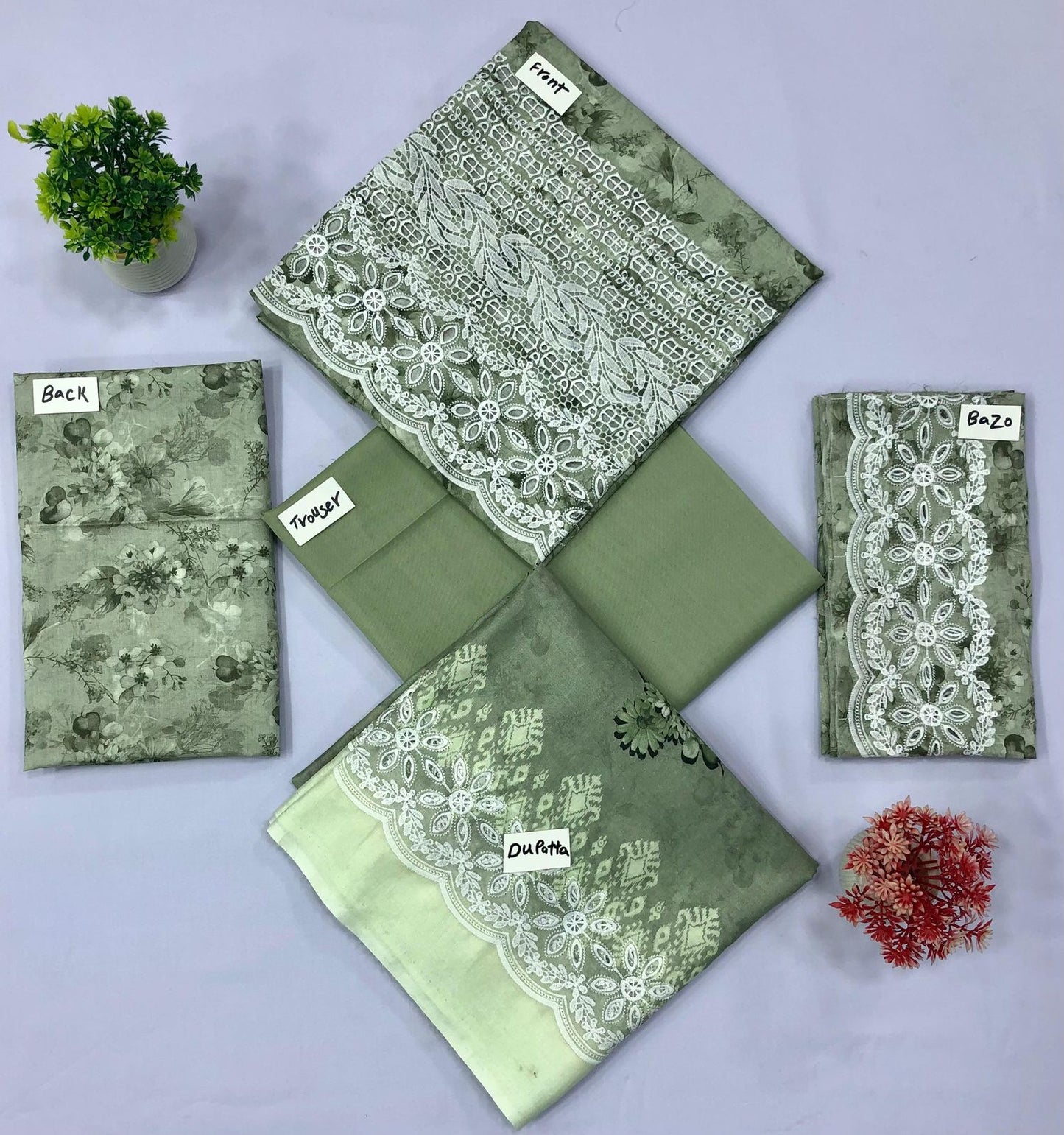 CHIKAN KARI 3 PIECE CUT WORK DUPATTA (Set -Pack Of 3 Suits ) Random Market Boy