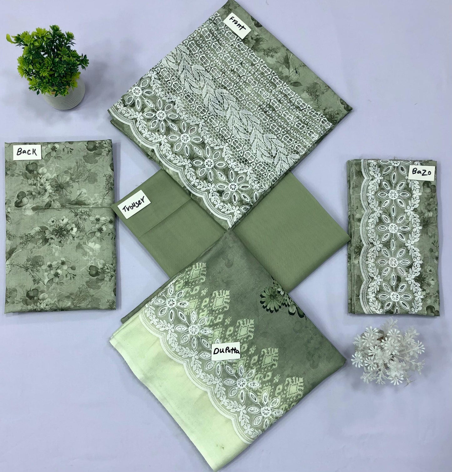 CHIKAN KARI 3 PIECE CUT WORK DUPATTA (Set -Pack Of 6 Suits ) Category B Market Boy