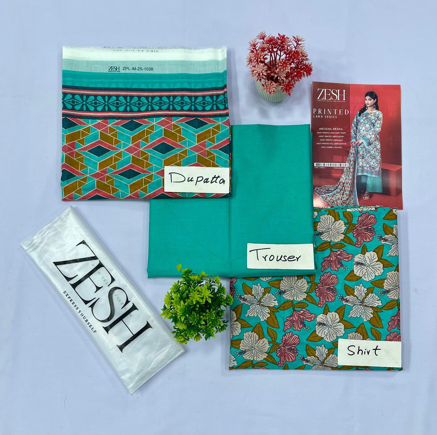 ZESH PRINTED LAWN (Set -Pack of 12 Suits ) Market Boy