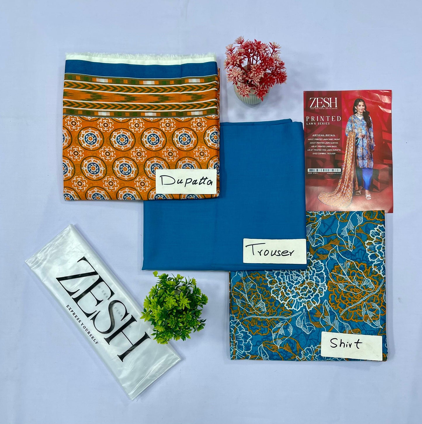 ZESH PRINTED LAWN (Set -Pack of 12 Suits ) Market Boy