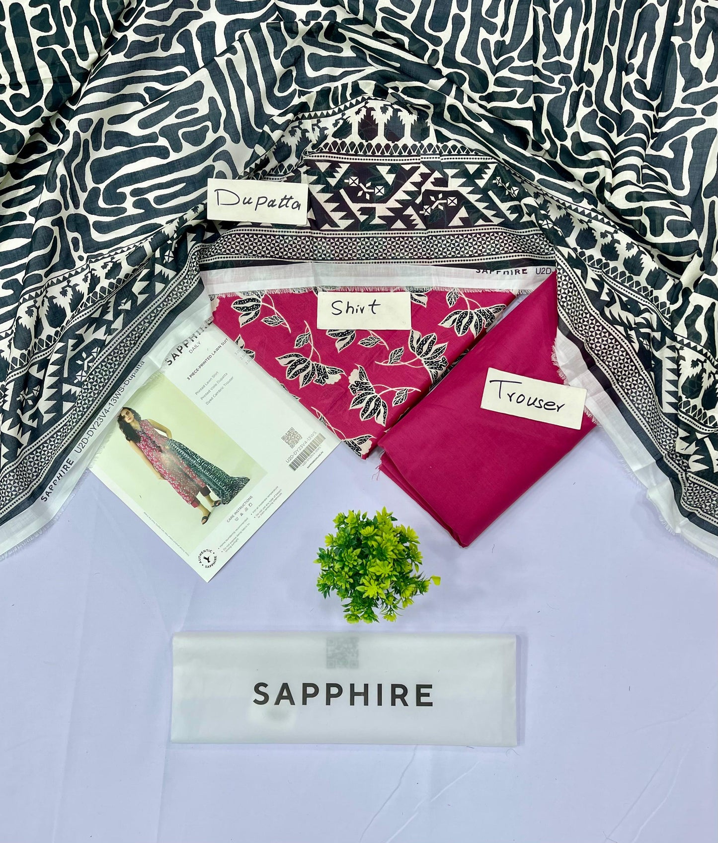 Sapphire 3 Piece Printed Lawn (Set -Pack Of 5 Suits )Category B Market Boy