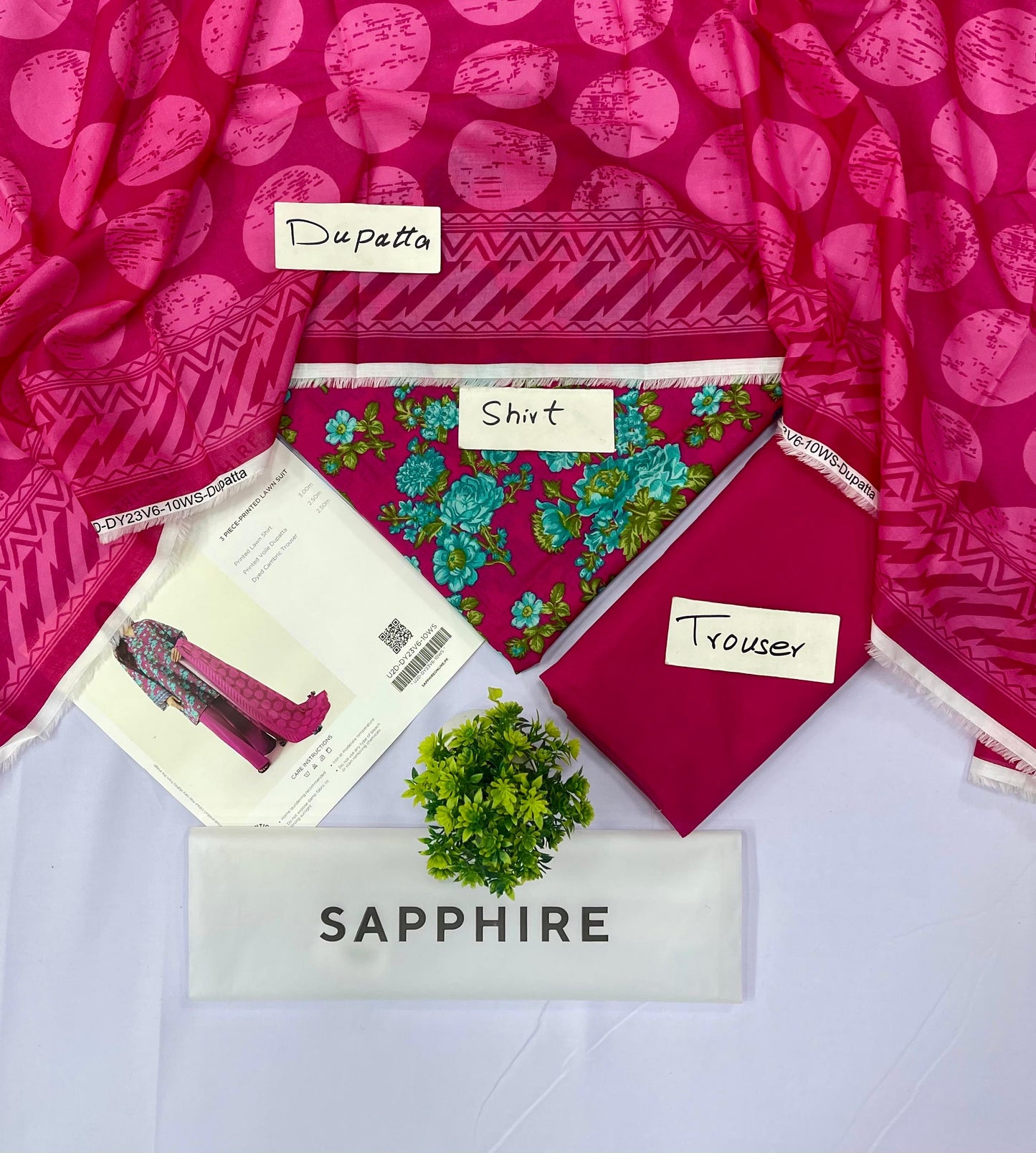 Sapphire 3 Piece Printed Lawn (Set -Pack Of 5 Suits )Category A Market Boy