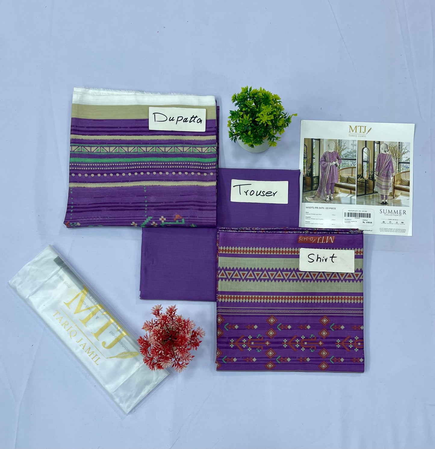 M T J PRINTED LAWN (Set-Pack of 5 Suits) Category A Market Boy