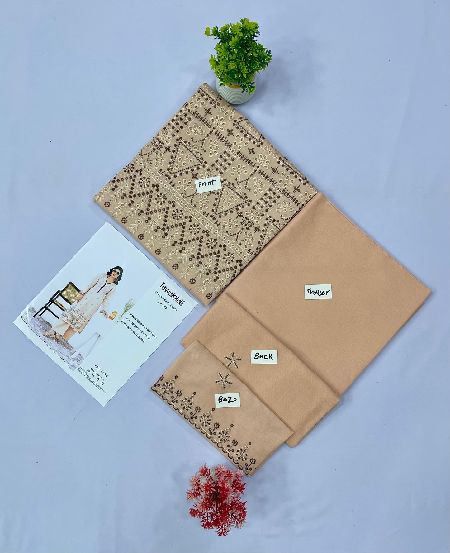 Tawakkal Chikankari Lawn 2-PC (Set -Pack of 3 Suits) Market Boy