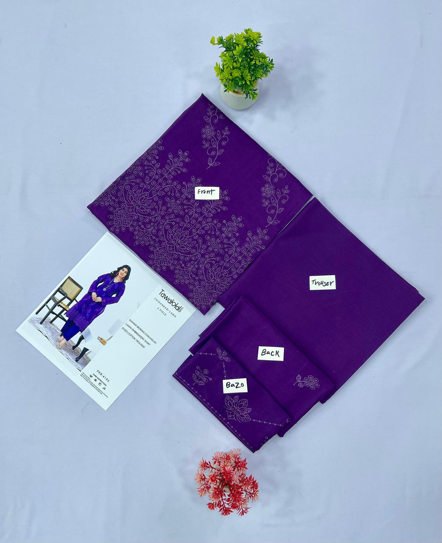 Tawakkal Chikankari Lawn 2-PC (Set -Pack of 6 Suits)Category B Market Boy