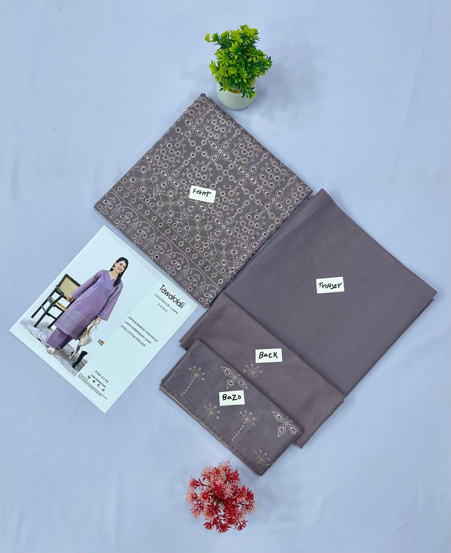 Tawakkal Chikankari Lawn 2-PC (Set -Pack of 6 Suits)Category B Market Boy