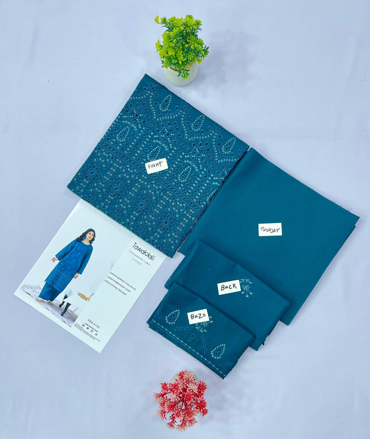 Tawakkal Chikankari Lawn 2-PC (Set -Pack of 3 Suits) Market Boy