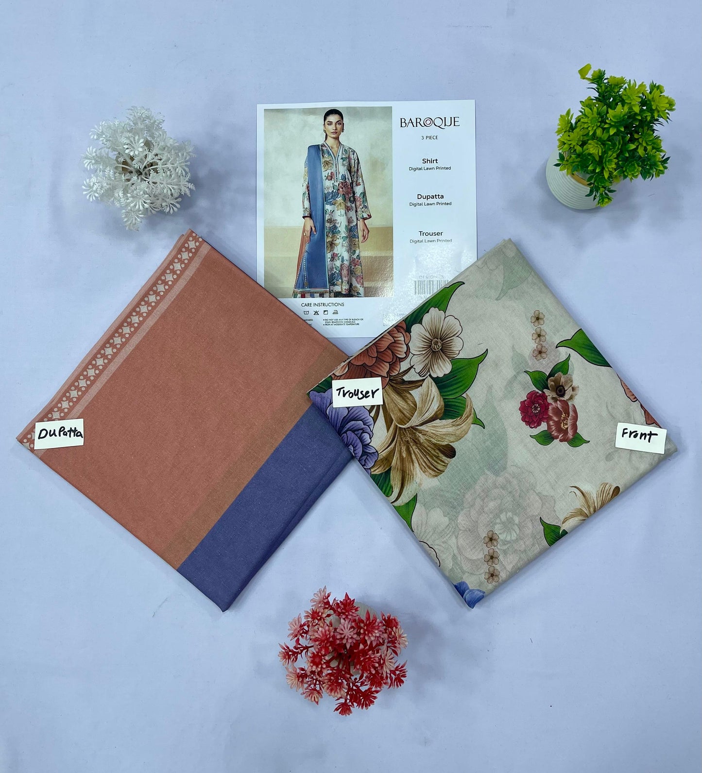 Baroque 3-PC Digital Lawn(Set -Pack Of 4 Suits ) Market Boy