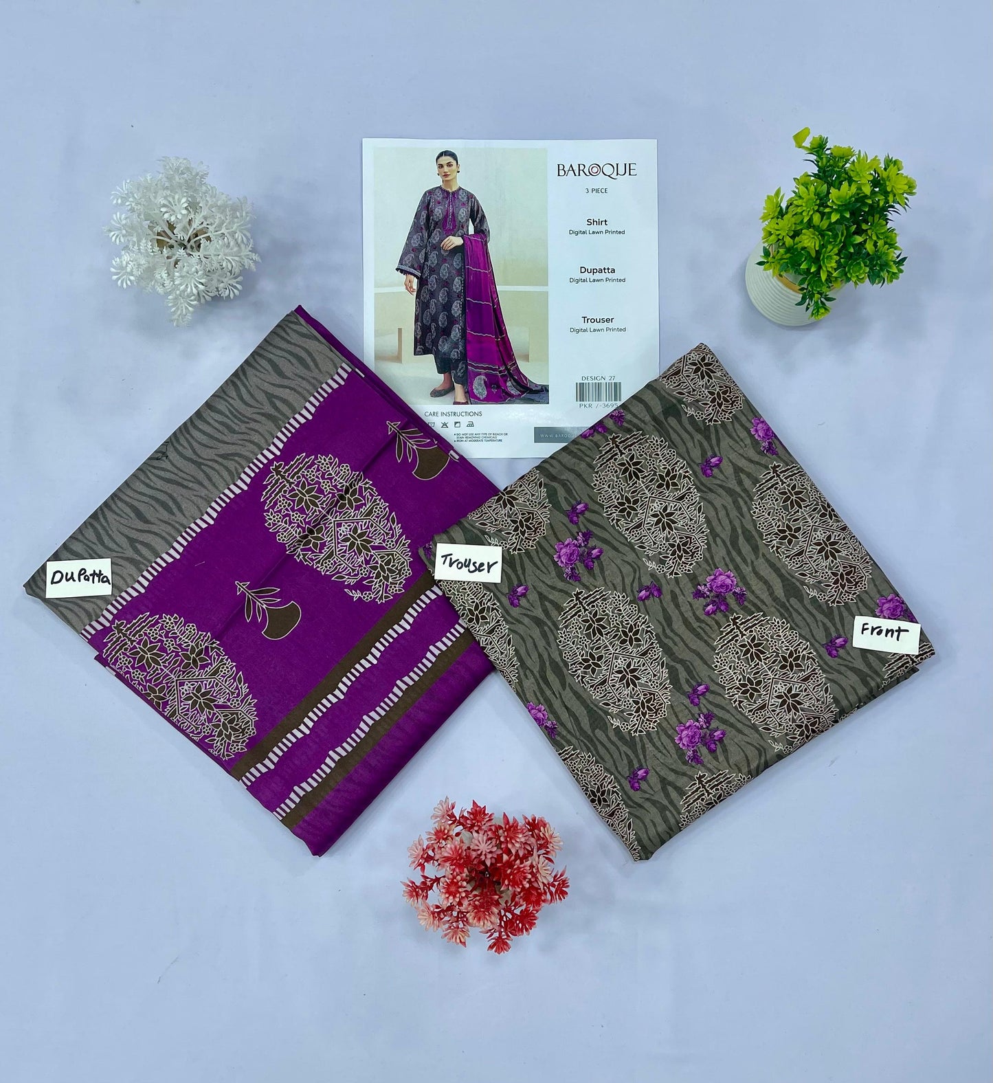 Baroque 3-PC Digital Lawn(Set -Pack Of 7 Suits )Category B Market Boy