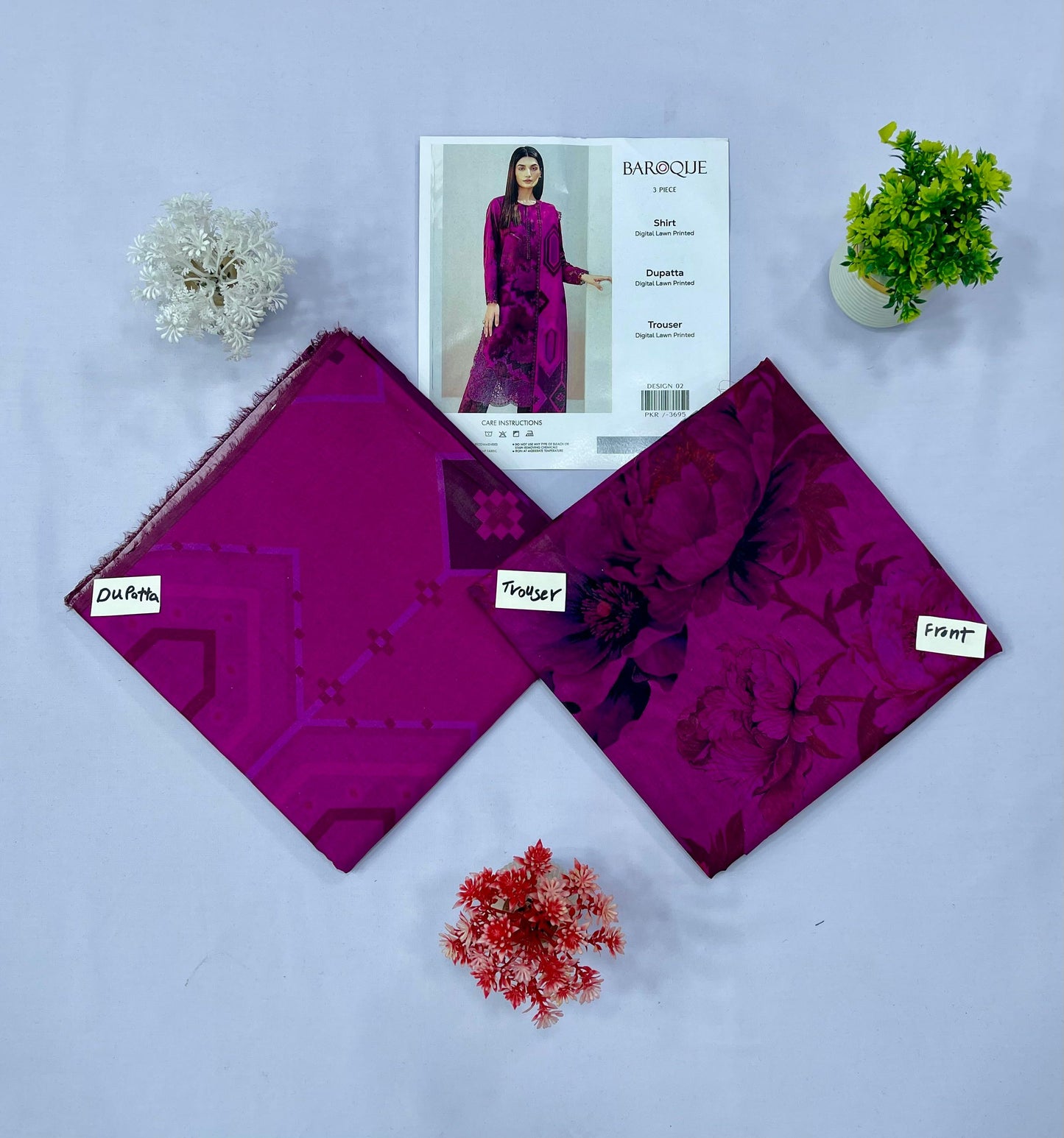 Baroque 3-PC Digital Lawn(Set -Pack Of 4 Suits ) Market Boy