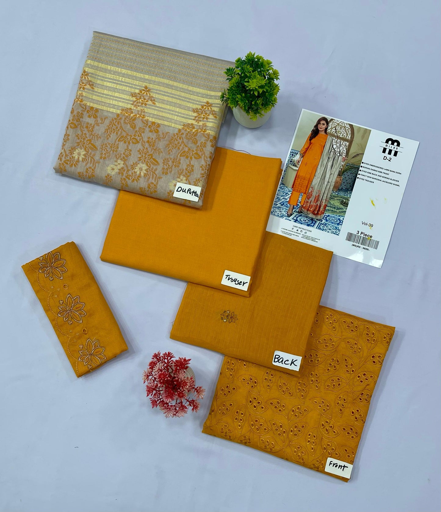 MILAN EMBROIDERED BANA DORA LAWN (Set -Pack Of 4 Suits )B Market Boy