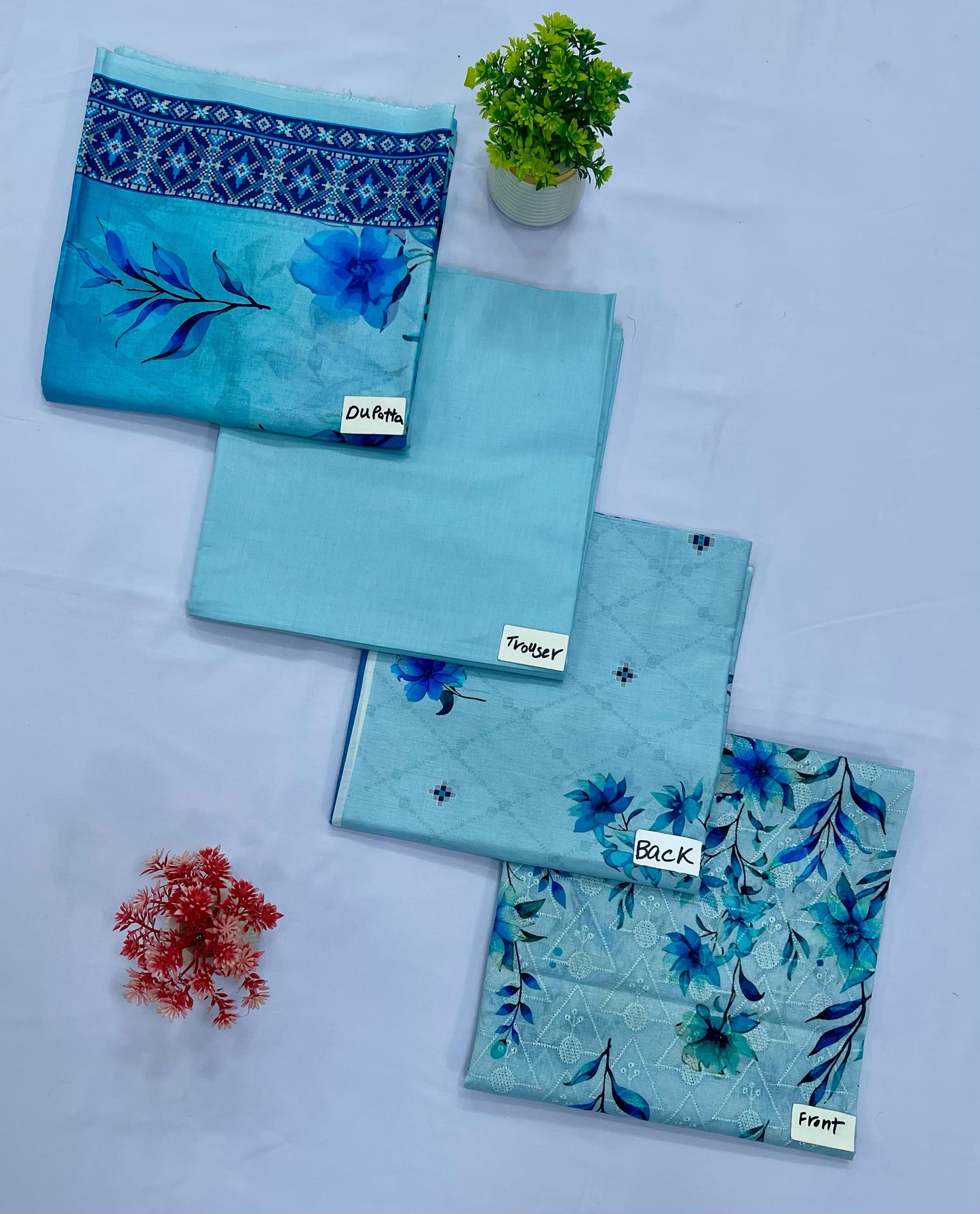 DIGITAL CHIKAN KARI 3-PC LAWN (Set -Pack Of 5 Suits ) Category B Market Boy