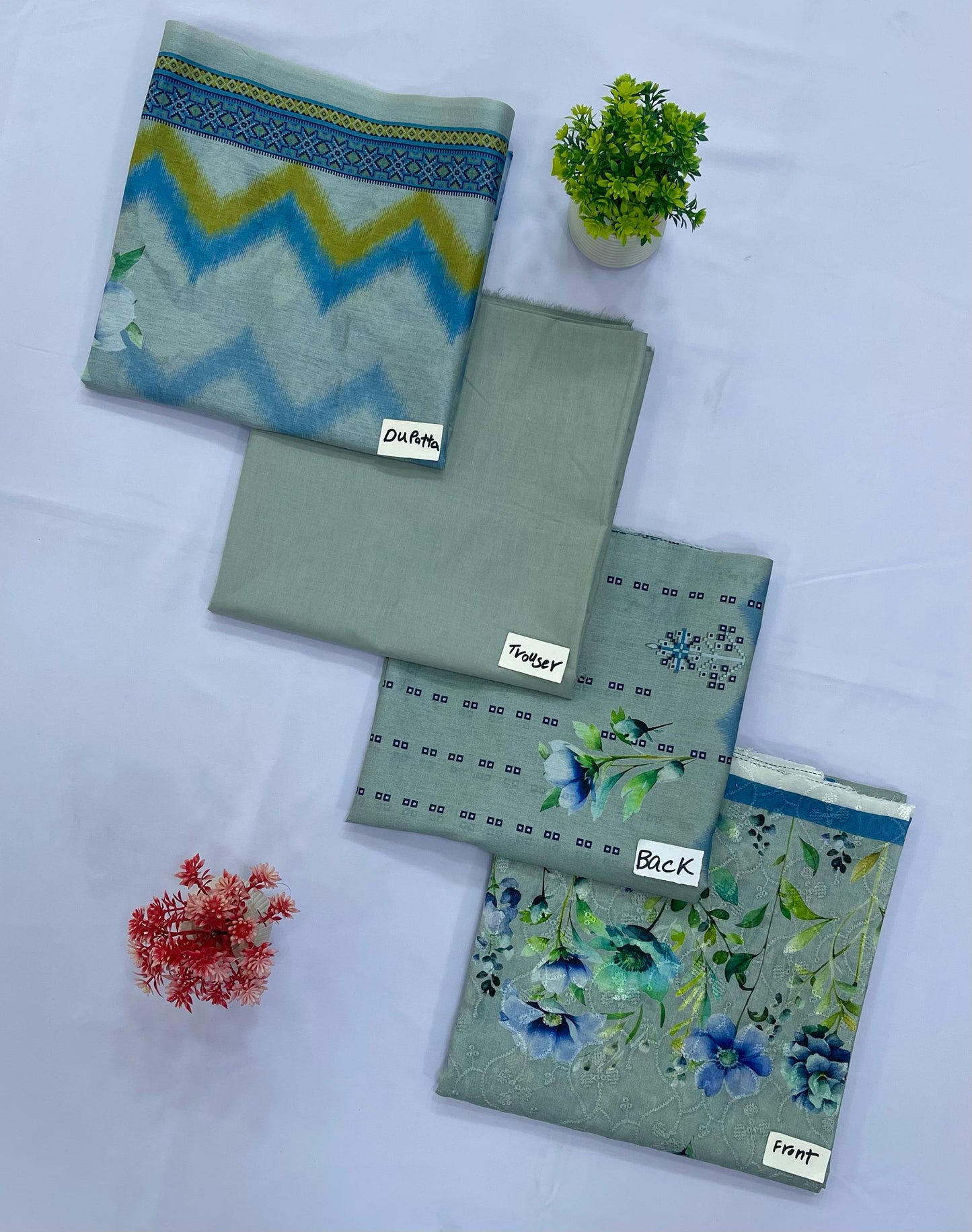 DIGITAL CHIKAN KARI 3-PC LAWN (Set -Pack Of 5 Suits ) Category A Market Boy