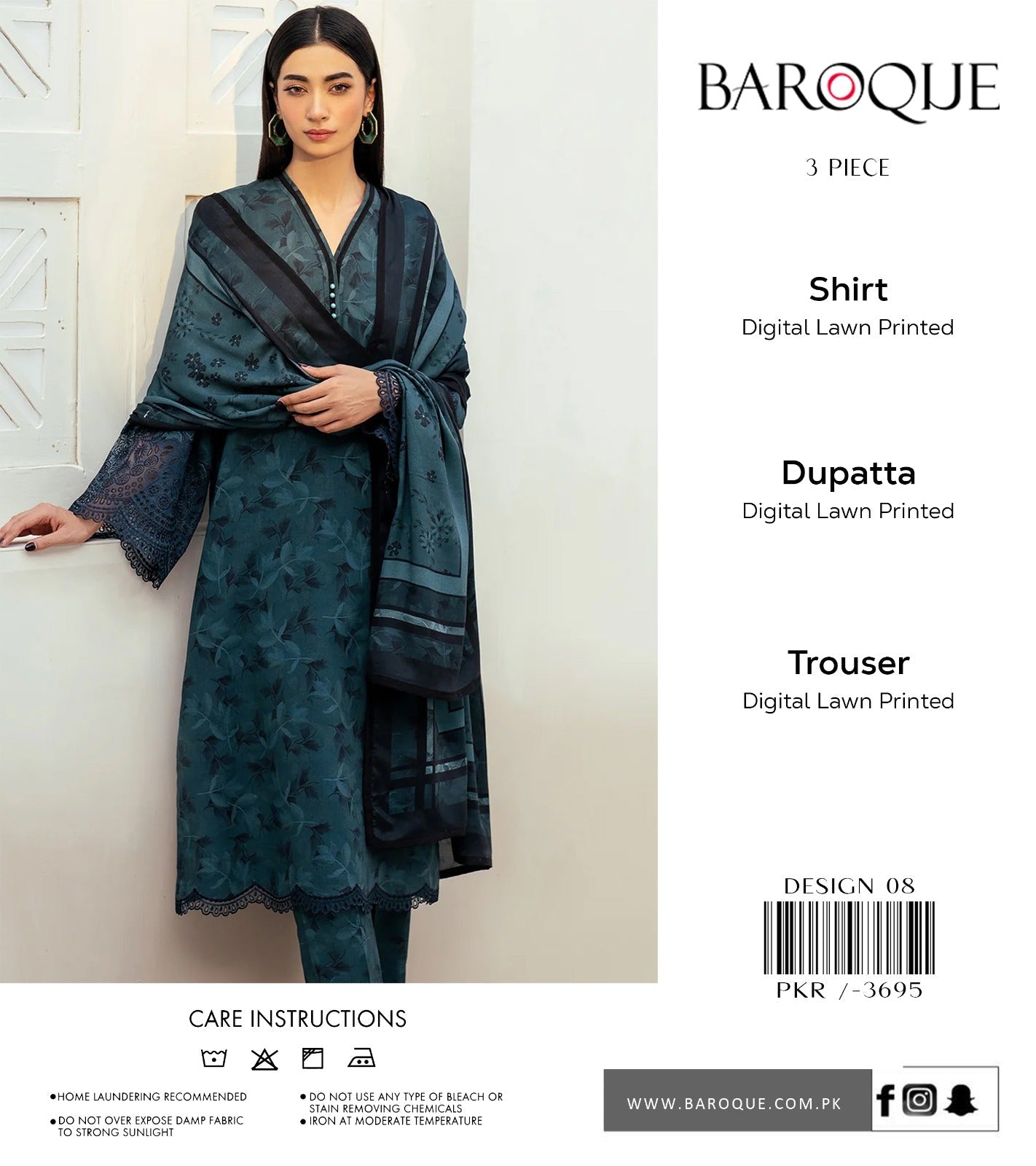 BAROQUE 3-PC DIGITAL LAWN (Set -Pack Of 7 Suits ) Category B Market Boy