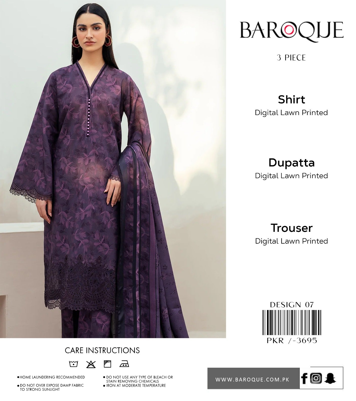BAROQUE 3-PC DIGITAL LAWN (Set -Pack Of 4 Suits ) MIX Market Boy