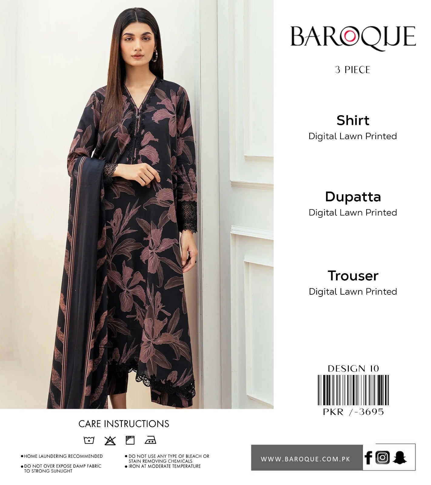 BAROQUE 3-PC DIGITAL LAWN (Set -Pack Of 7 Suits ) Category A Market Boy