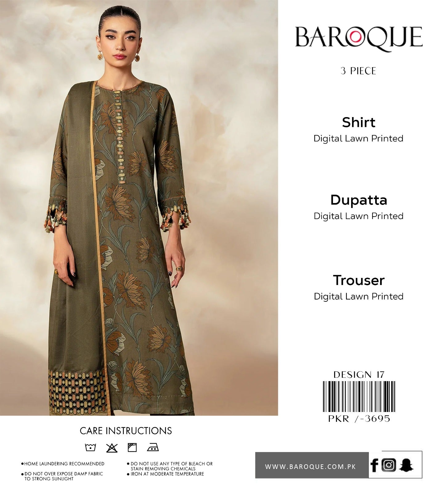 BAROQUE 3-PC DIGITAL LAWN (Set -Pack Of 7 Suits ) Category A Market Boy