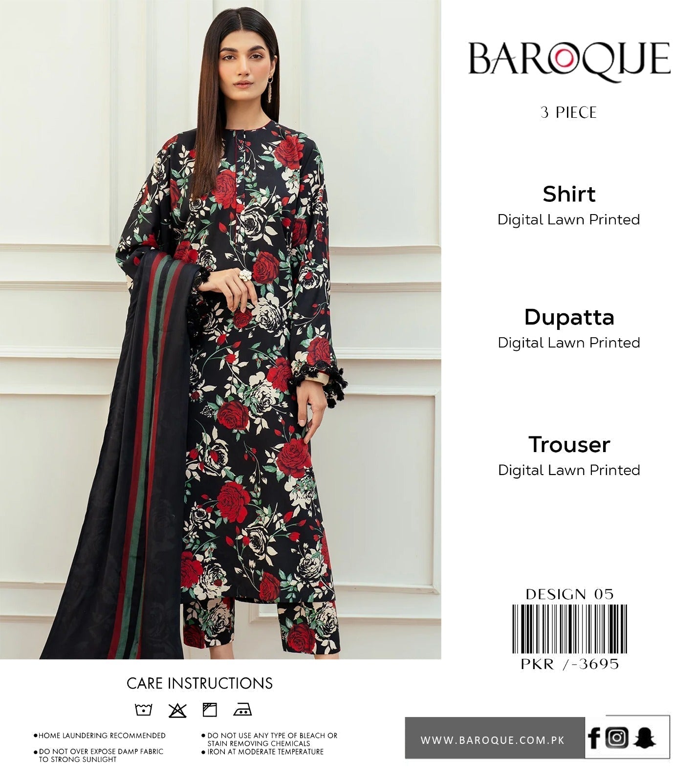 BAROQUE 3-PC DIGITAL LAWN (Set -Pack Of 7 Suits ) Category A Market Boy