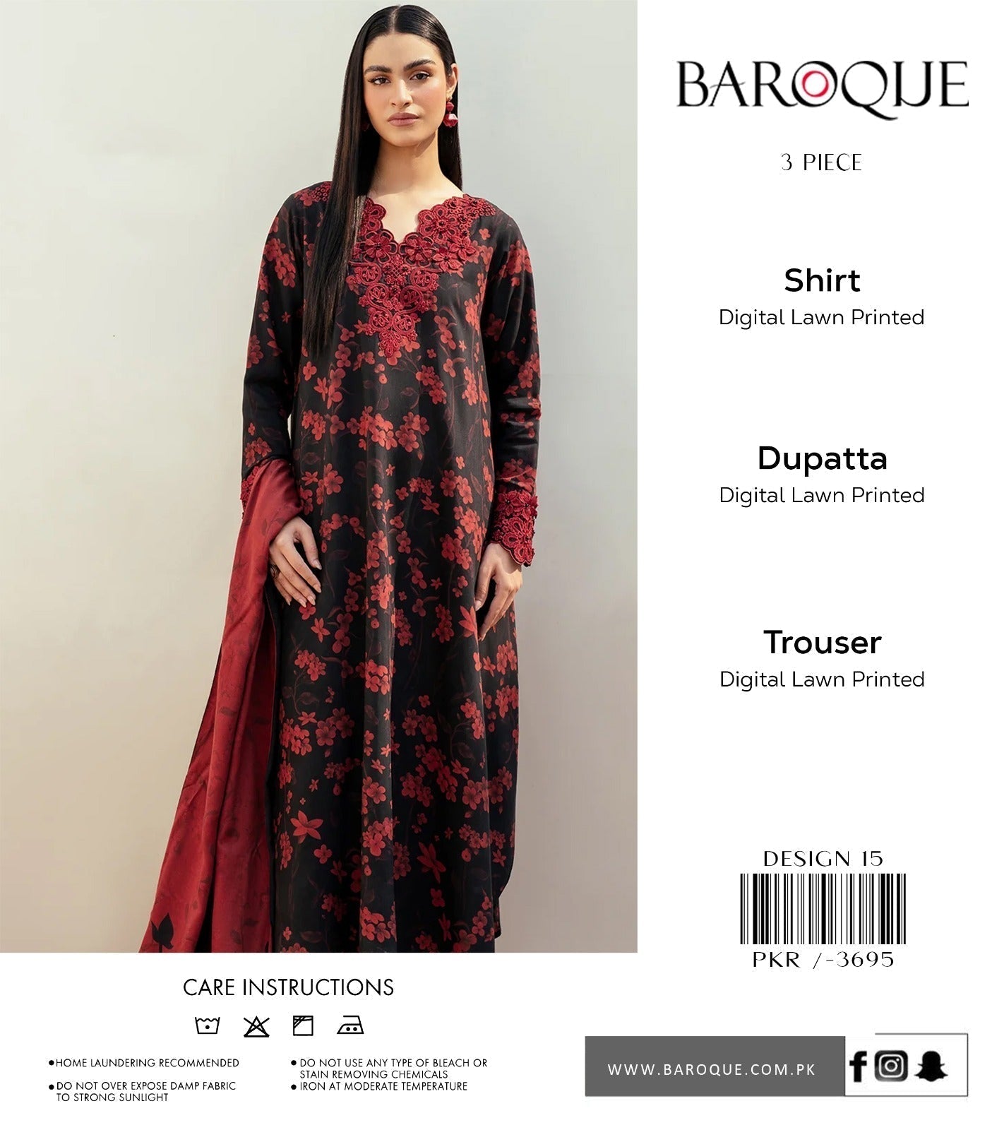 BAROQUE 3-PC DIGITAL LAWN (Set -Pack Of 7 Suits ) Category A Market Boy