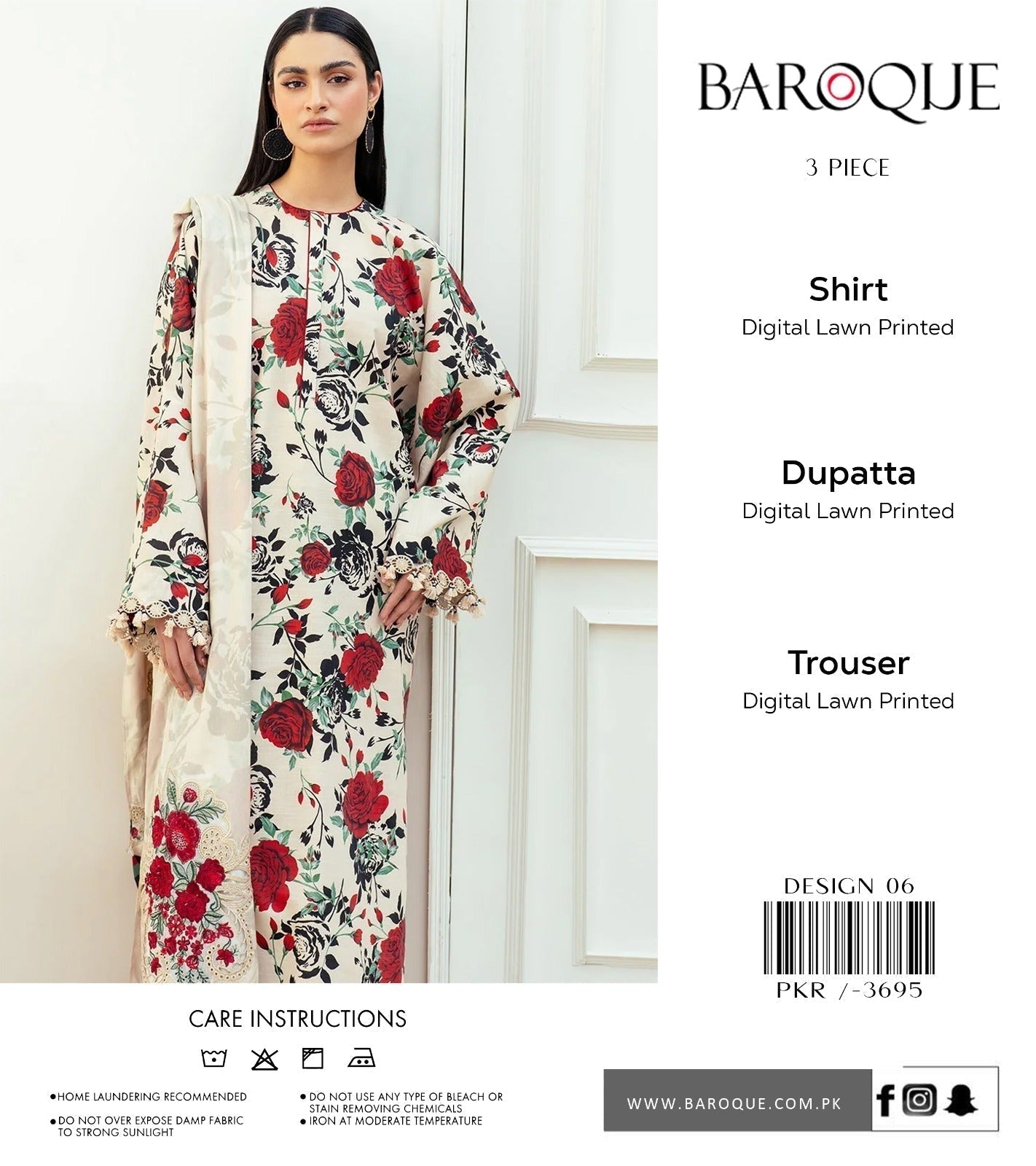 BAROQUE 3-PC DIGITAL LAWN (Set -Pack Of 4 Suits ) MIX Market Boy