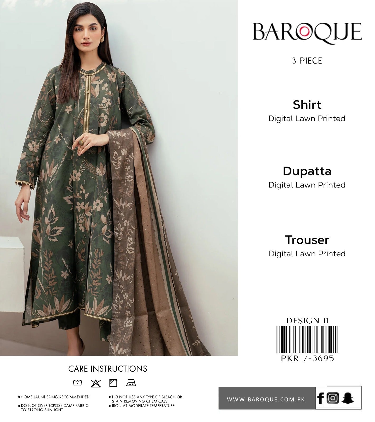 BAROQUE 3-PC DIGITAL LAWN (Set -Pack Of 7 Suits ) Category B Market Boy