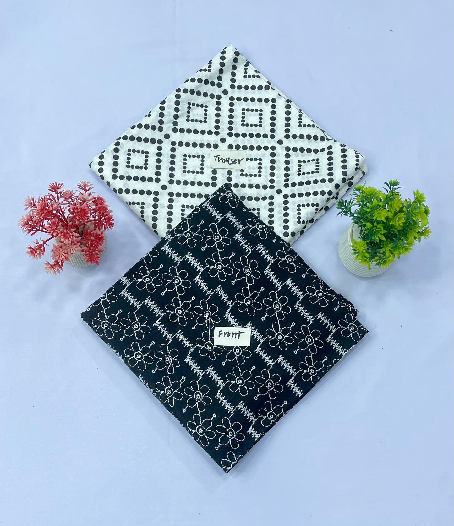 2-PC WHITE CHIKAN KARI (Set -Pack Of 3 Suits ) Category A Market Boy
