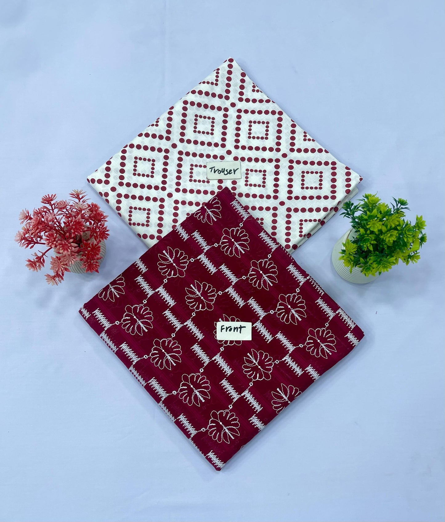 2-PC WHITE CHIKAN KARI (Set -Pack Of 3 Suits ) Category A Market Boy