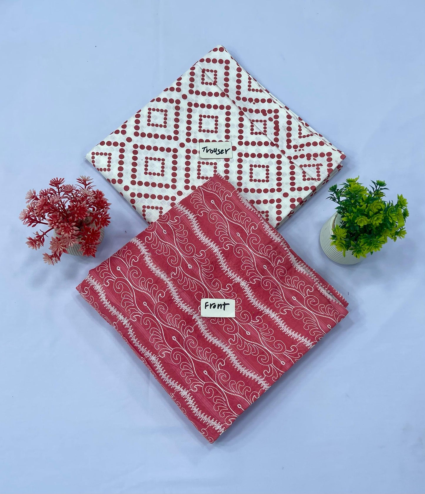 2-PC WHITE CHIKAN KARI (Set -Pack Of 3 Suits ) Category B Market Boy