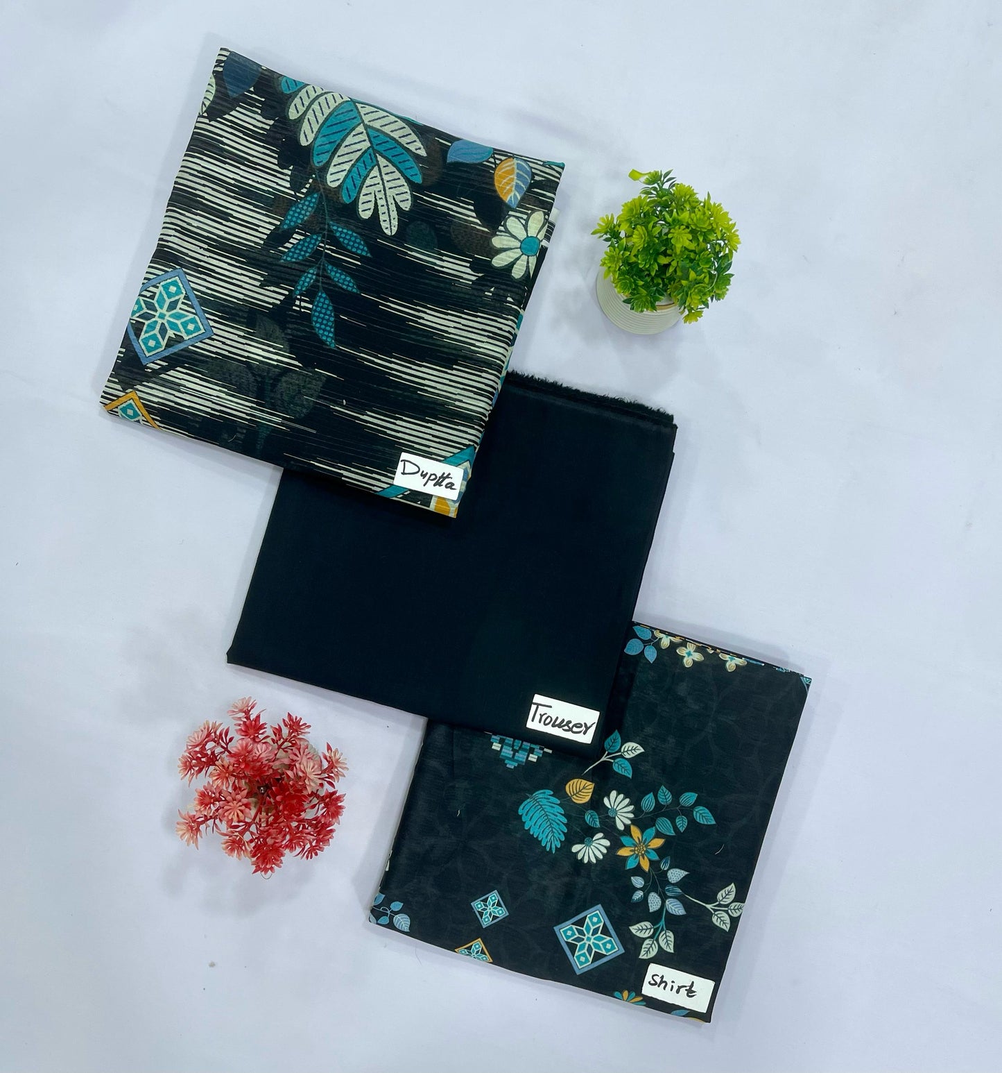 ORIGINAL BRAND CHARCOAL PRINT LAWN 5 SUITS A Market Boy