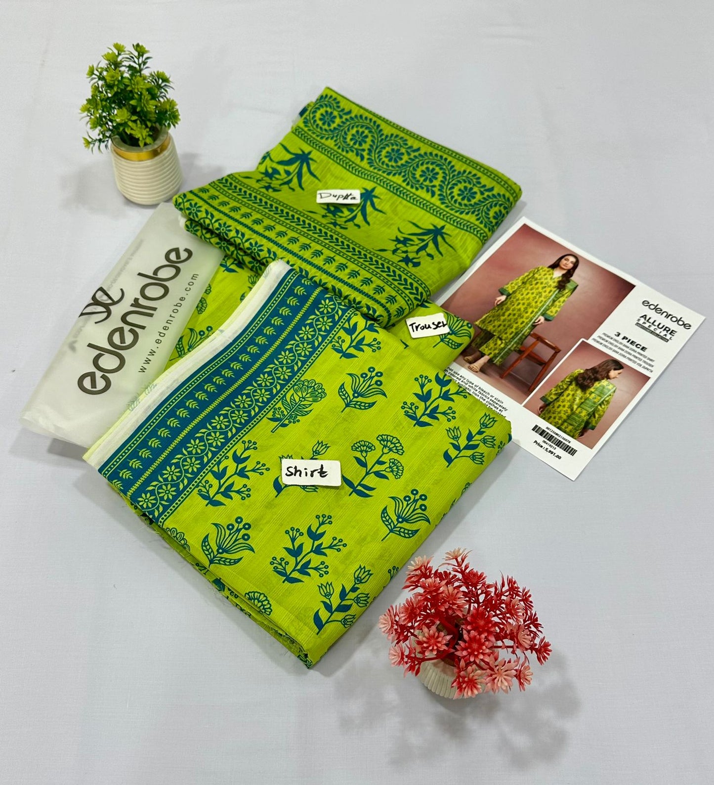 Edenrobe English Print 3pc Lawn 5 Suits A