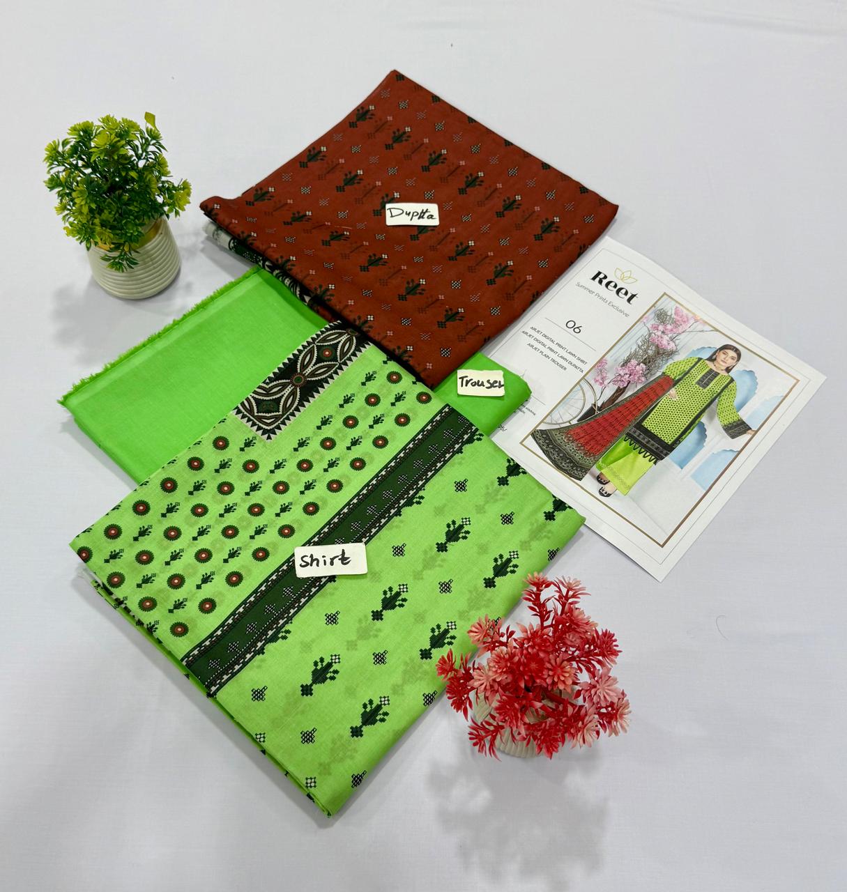 Original Brand Reet 3pc Lawn 10 Suits