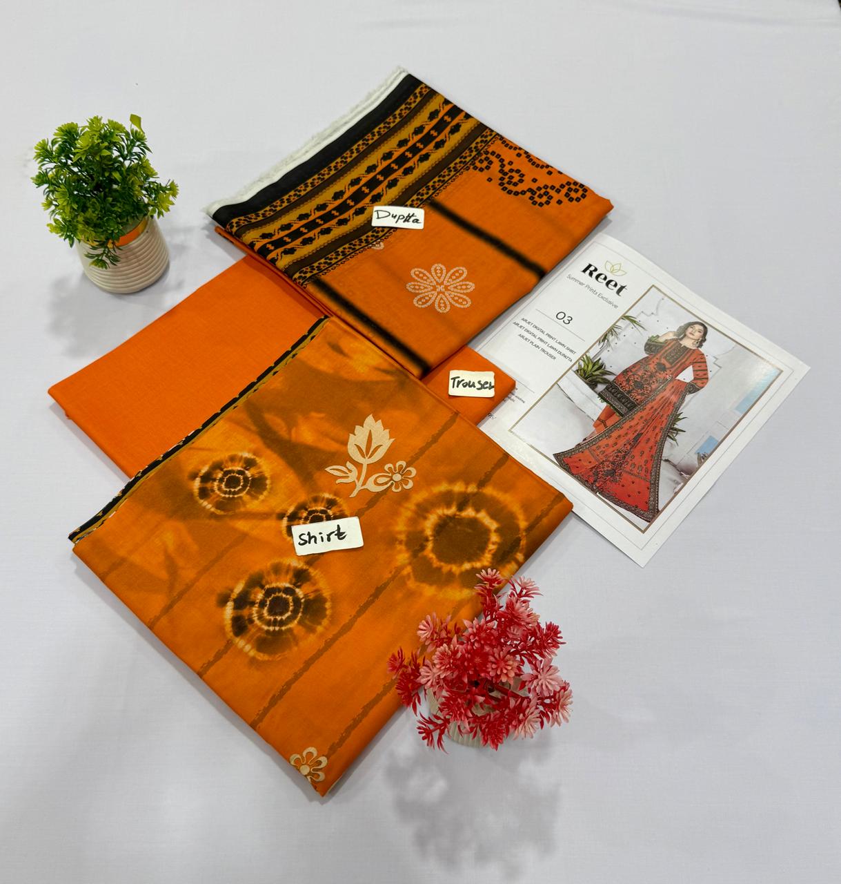 Original Brand Reet 3pc Lawn 10 Suits