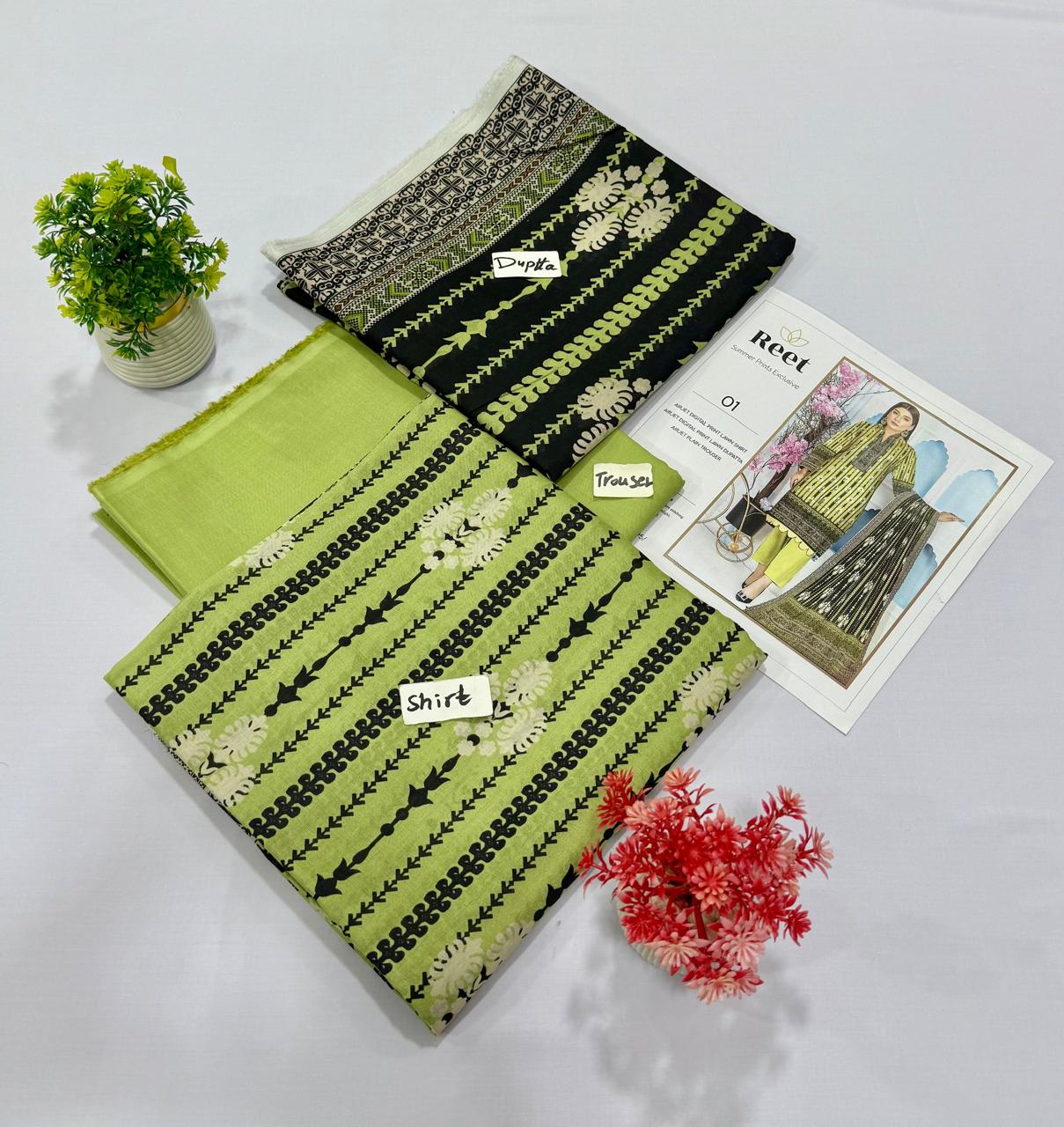 Original Brand Reet 3pc Lawn 10 Suits