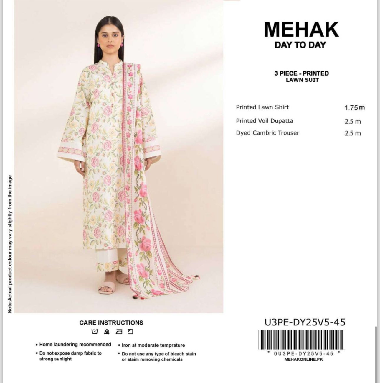Mehak Brand 3Pc Lawn 5 Suits B