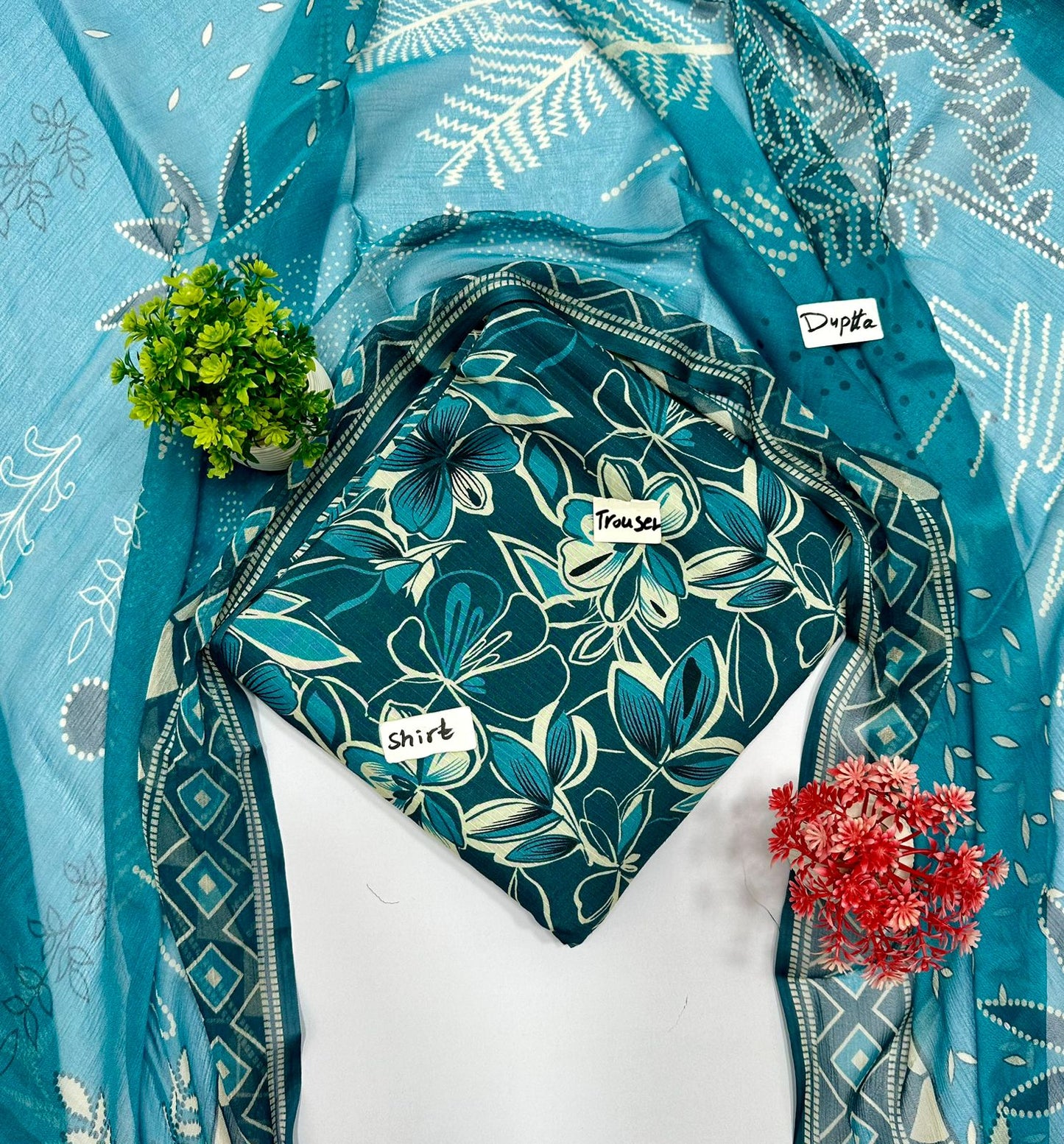 Bana Dora Bamber Dupatta All Over Linen 5 Suits A